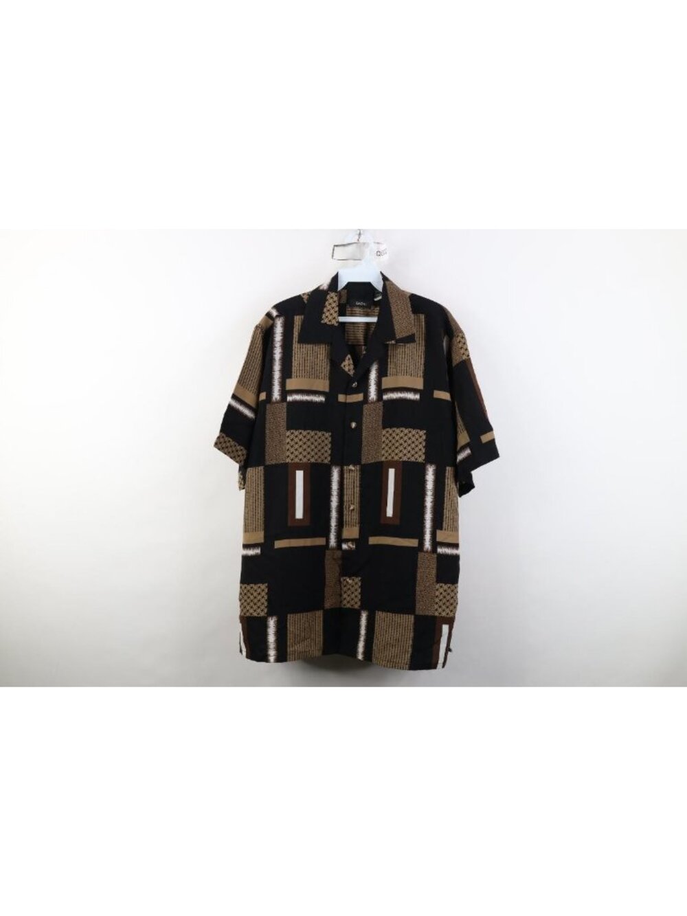 Vintage 90s Streetwear Mens Size Medium Geometric Knit Camp Collar Button Shirt